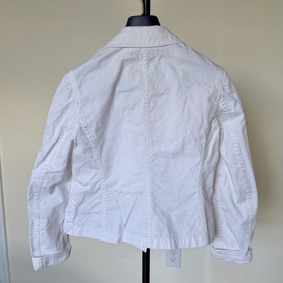 Vintage 2000's Ralph Lauren Cotton Blazer Cropped Jacket Sz 6 White Wide Lapel - Picture 4 of 12